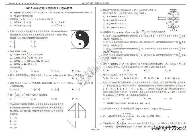 2012-2022全国高考数学真题试卷PDF高清打印版,2010至2022数学高考真题