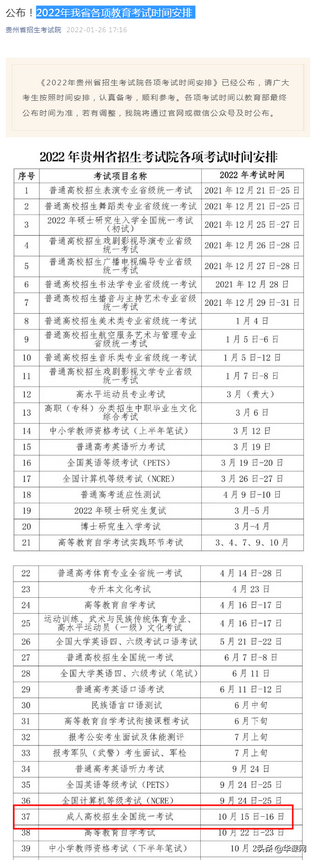 2022年成人高考10月15、16日举行,2021年10月24日成人高考