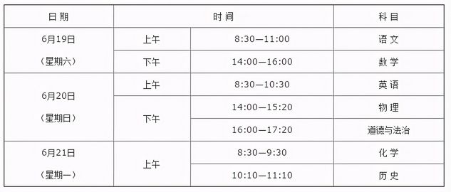 2021全国各地中考时间确定,2021年全国各地中考时间