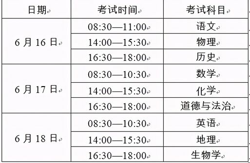 2021全国各地中考时间确定,2021年全国各地中考时间