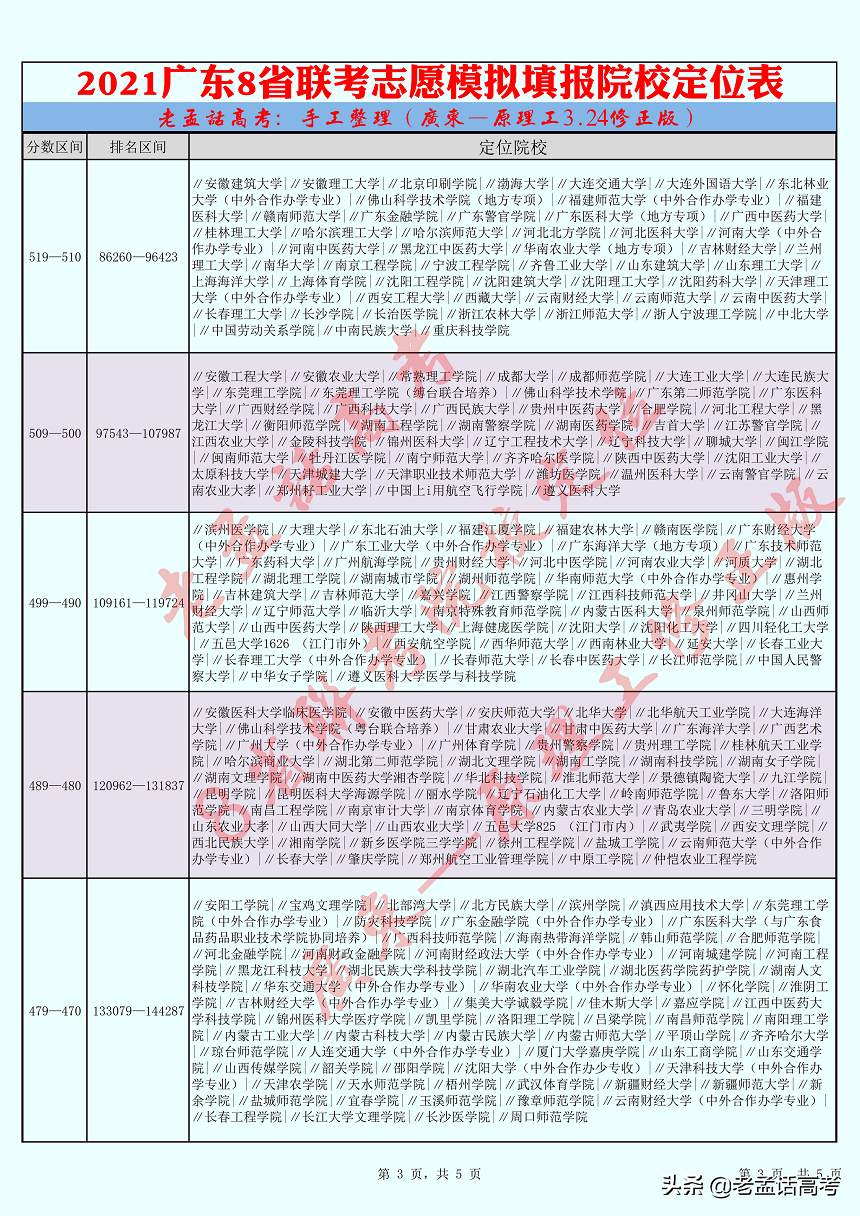 2021高考必备8省联考模拟填报院校定位表广东理工版,广东省2021高考志愿模拟填报