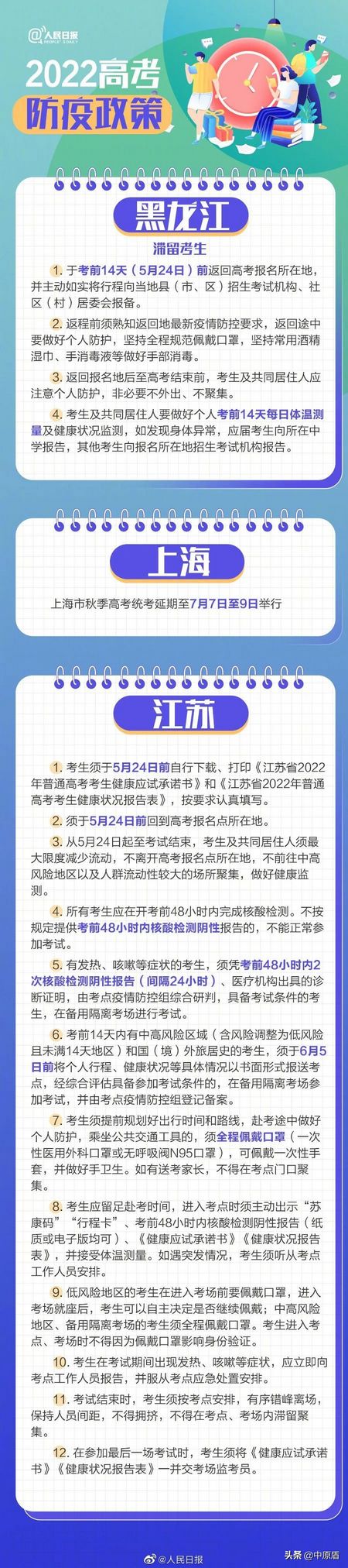 31个省区市高考防疫政策汇总来啦,今年高考防疫要求