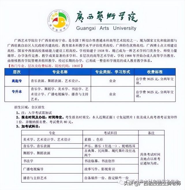 2022年广西艺术学院成人高考函授大专本科学历报名入口,广西艺术学院成人自考