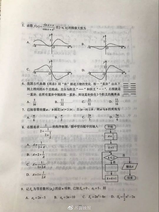 重磅2019山西高考答案公布赶紧来估分,2019年山西省高考题