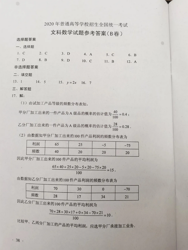 官方完整答案2020高考全国Ⅰ卷答案出炉,2020全国高考试卷和答案