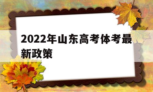 关于2022年山东高考体考最新政策的信息