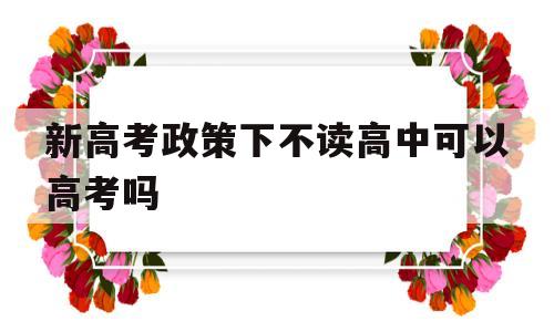 包含新高考政策下不读高中可以高考吗的词条