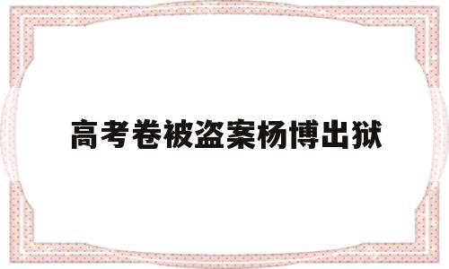 高考卷被盗案杨博出狱 杨博偷高考试卷具体细节