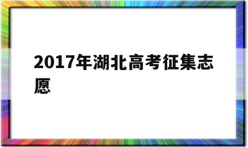 关于2017年湖北高考征集志愿的信息